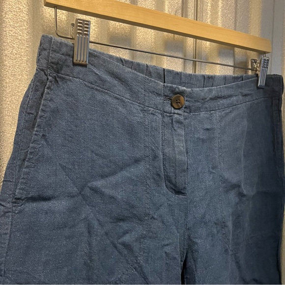 J.Jill Love pull on Linen cropped wide leg Pants blue sz 8 petite - Picture 11 of 15